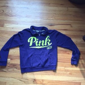 ON HOLD.   PINK navy blue half zip sweatshirt